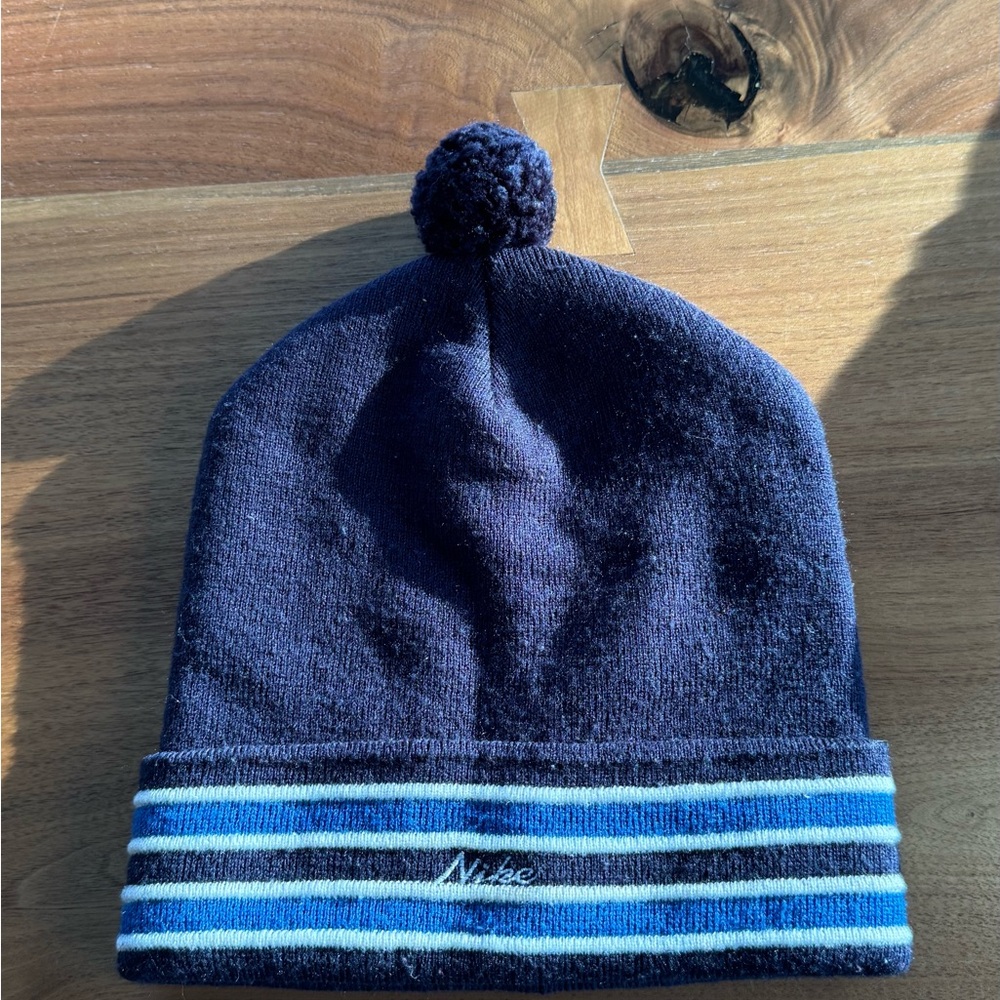 Nike Blue Pom-Pom Beanie